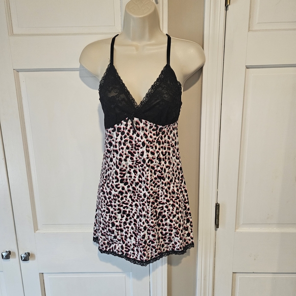 Other - Leopard Print Lace Trim Chemise